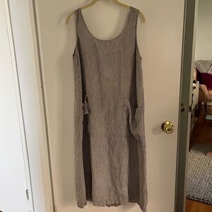 Toast Pinstripe Dress in Grey & White Stripes L